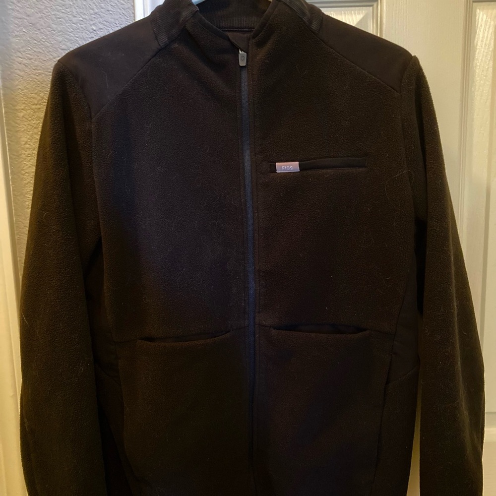 Figs - On-Shift Fleece Jacket, Black, Women’s Large (L)
